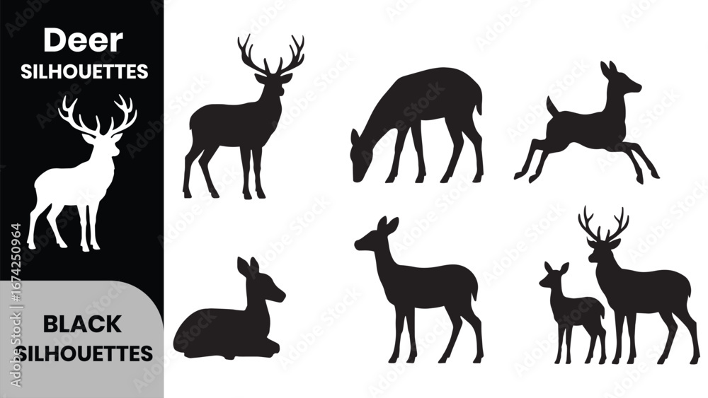 Obraz premium Deer Silhouette Set