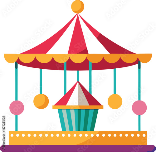 Vintage Carousel Illustration on Transparent Background for Design Projects