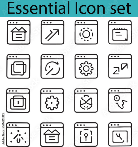 Web browser icons for essential functions home expand