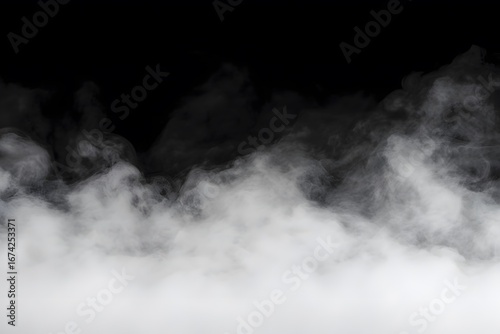Abstract White Smoke Clouds on Black Background Dramatic Fog Mist Texture