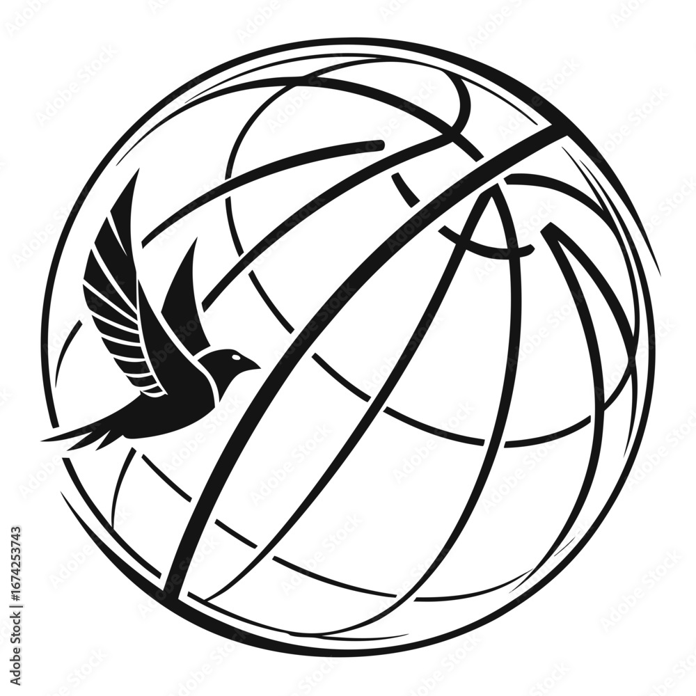 Naklejka premium Basketball with dove of peace