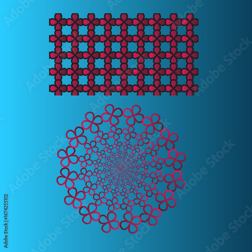 Vector illustration of an ornamental round floral lace pattern on a white or blue background