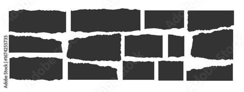 Jagged rectangle. Set of Paper torn, jagged edge rectangle shape. Rectangle torn paper shape. Headline, calligraphy border, isolated grunge header background. Rough edge rectangle frame. Vector