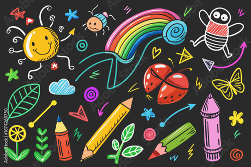 Whimsical doodles and colorful illustrations bring joy and creativity, perfect for children's books, educational materials, and playful designs that spark imagination and fun