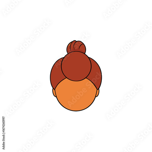 cartoon hair bun on white background.eps