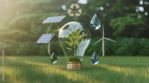 Renewable energy lightbulb solar wind sustainability