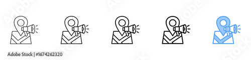 Location Marketing Icon Different Style Outline Collection Set 