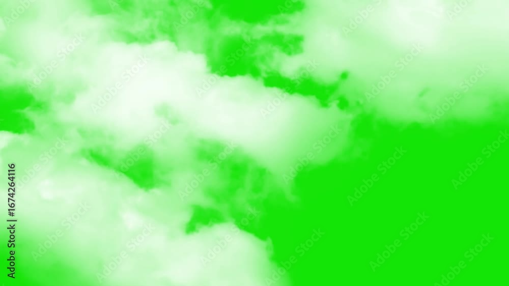 flying white Clouds animation moving on green screen chroma key with 4K ...