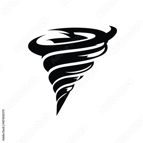 Powerful Tornado Vortex Abstract Black and White Swirl Design