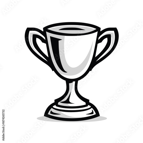 Silver trophy cup icon symbolizing victory and success in a competition. Vector illustration of a first place award for a champion