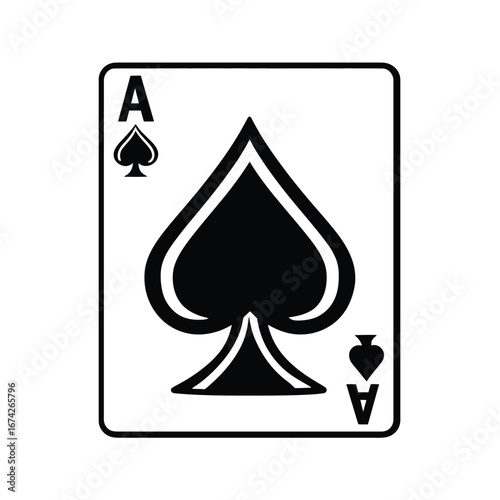 A sharp, minimalist depiction of the Ace of Spades, an emblematic playing card that signifies supremacy, luck, and decisive turns in competitive card games, symbolizing strategy and fortune
