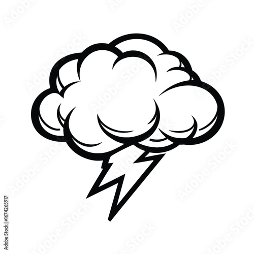 Dramatic Cloud with Lightning Bolt - A Dynamic Weather Illustration