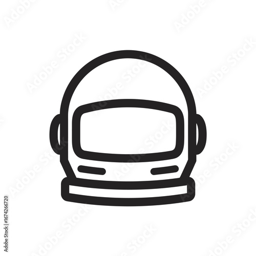 Minimalist vector icon of a cosmonaut helmet, a simple symbol of space travel, technology, and futuristic scientific discovery