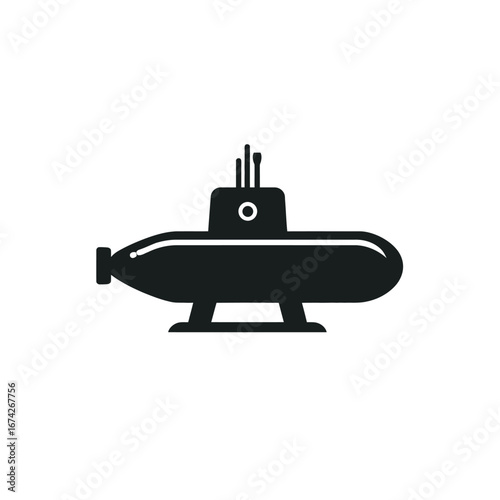 Illustration of a submarine on a stand, symbolizing underwater exploration and military vessels