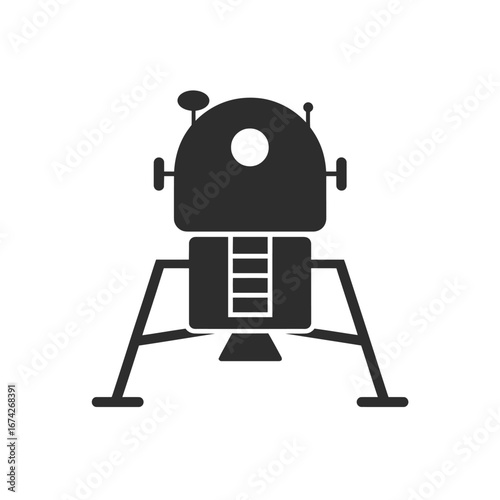 Sleek spacecraft lander icon, symbolizing humanity's ambition for planetary exploration and the intricate technology of space travel