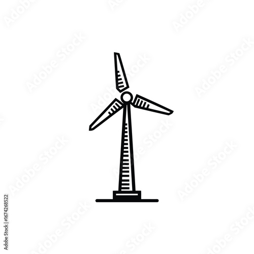 Wind Turbine Illustration Clean Energy Generation Icon