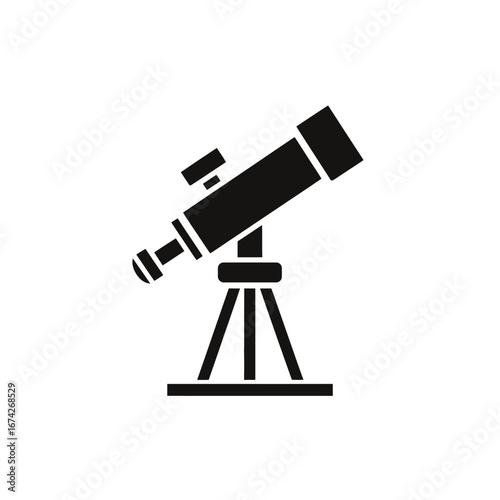 Black silhouette of a telescope on a tripod, perfect for astronomy and stargazing exploration