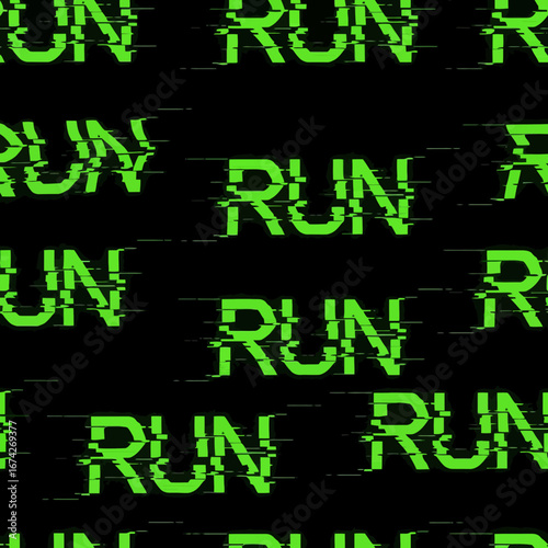 Seamless Halloween vector illustration of distorted RUN text  