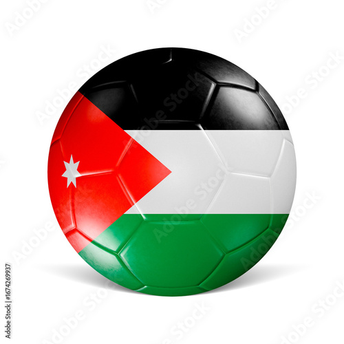 Soccer ball with Jordan flag 3d render front view