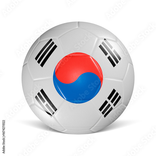 Soccer ball with South Korea flag 3d render front view Free Download Soccer ball with South Korea flag 3d render front view - GFXLoad