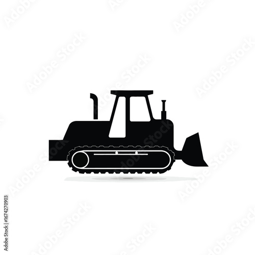 Bulldozer Icon Heavy Equipment Silhouette for Construction and Engineering