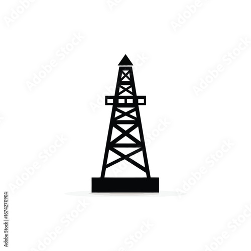 Oil derrick tower silhouette icon. A simple vector graphic representing the petroleum and fuel industry