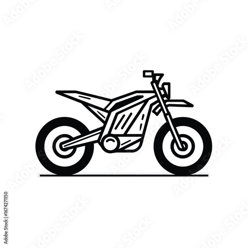 illustration of a contemporary electric off-road motorcycle, representing sustainable power, eco-conscious adventure, and the thrill of silent, robust mobility for exploring diverse landscapes