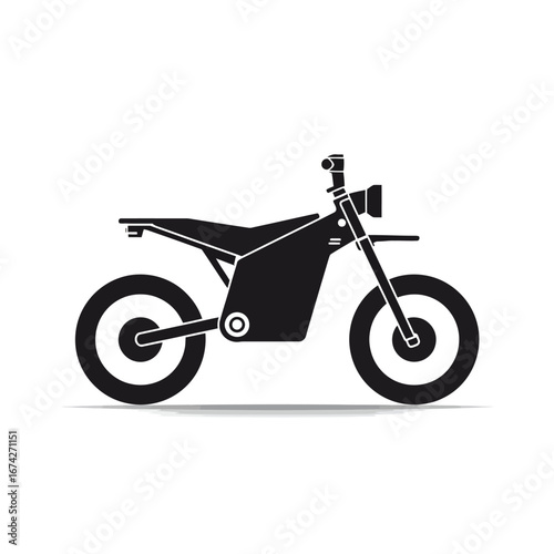 Simple vector graphic of a modern electric scrambler motorcycle. Concept for green energy, sustainable mobility, and future transportation