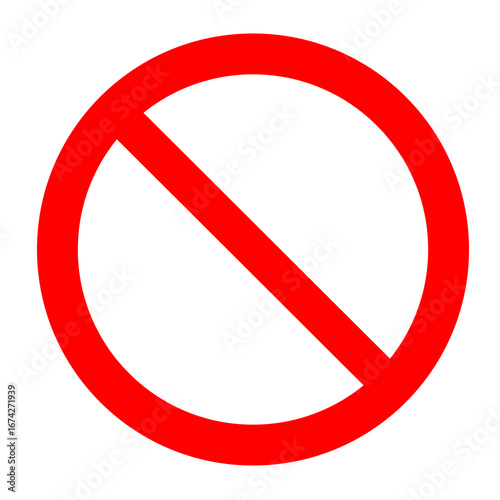 empty prohibition sign with crossed out red circle, not allowed sing