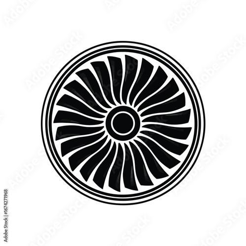 Vector illustration of a jet engine turbine, a powerful and intricate piece of machinery