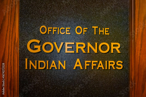 Obraz na plátně Office of the Governor Indian Affairs Door Sign