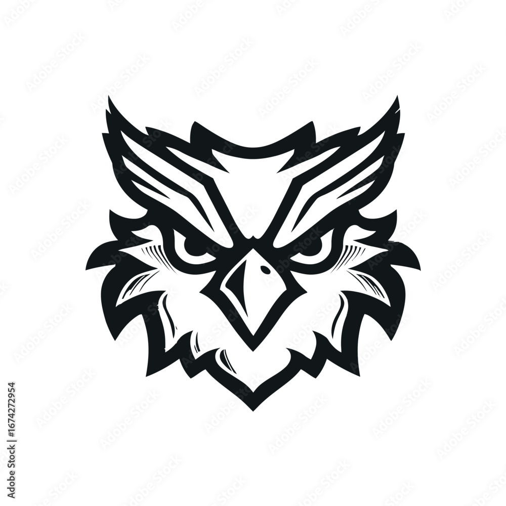 Obraz premium Fierce Owl Head Logo Design Vector Illustration
