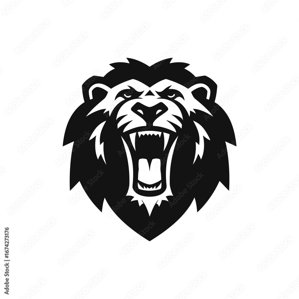 Fototapeta premium Roaring Lion Head A Powerful Vector Illustration