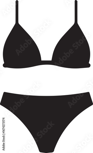 Black Silhouette of a Triangle Bikini Set swimwear swimsuit