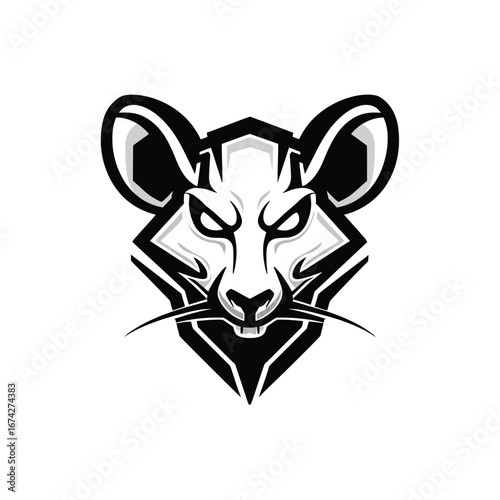 Aggressive Fierce Mouse Head Mascot Logo Design - Fierce Rodent Emblem