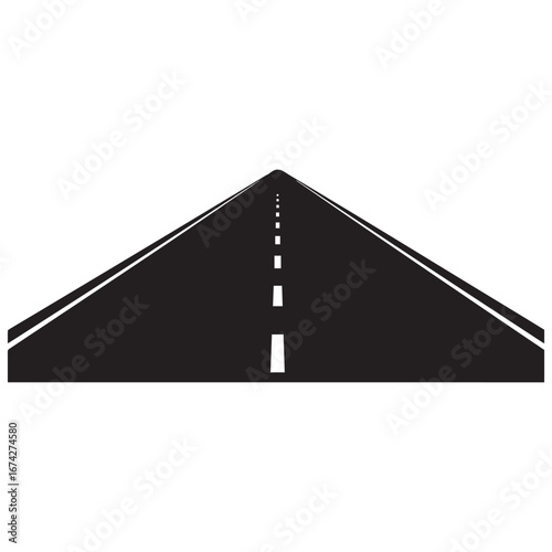 Straight Asphalt Road with White Dashed Center Line and Edge Lines highway street