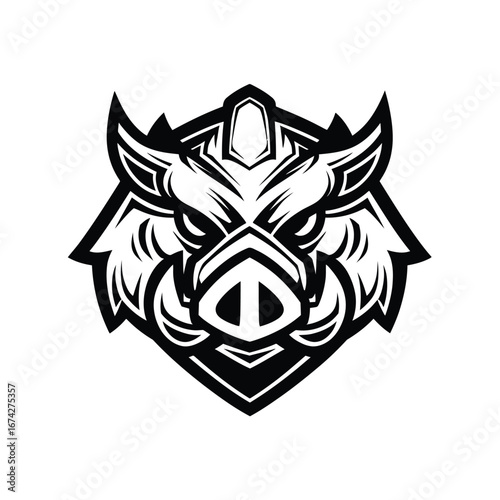 Ferocious Boar Emblem Powerful Wild Hog Logo for Gaming and Sports