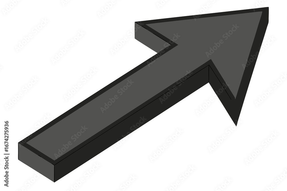 Fototapeta premium Modern Isometric Arrow Pointing Upward Direction Gray Scale Simple Design Presentation Signalling Growth and Success