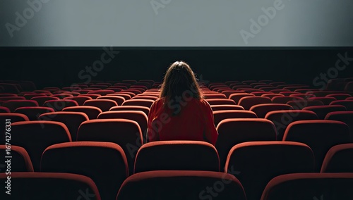 Empty movie theater, single patron