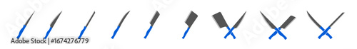 Vector set of restaurant knives chef cleaver and butcher knife icons in x shape.