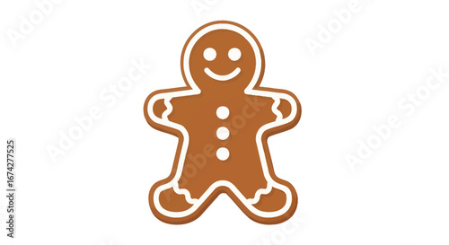 Gingerbread Man Illustration on White Background Perfect for Holiday Themed Projects