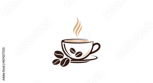 Elegant Coffee Cup Illustration Showcasing Warmth and Aroma Depicting Freshness