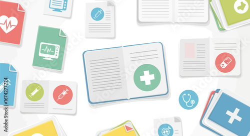 Seamless pattern featuring medical icons for healthcare and pharmaceutical industry themes