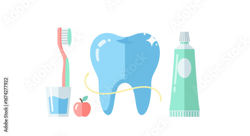 Illustrative composition showcasing elements of dental care and oral health maintenance