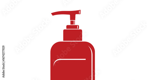 Red dispensing container for liquids showcasing a minimalist design concept