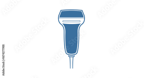 Isolated ultrasound transducer icon on white background showcasing medical technology