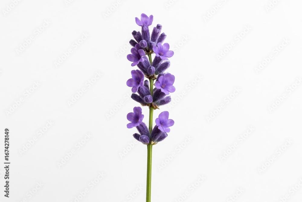 Naklejka premium Elegant lavender flower bloom isolated on pure white background for botanical and wellness design projects
