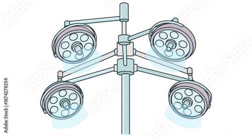 Detailed surgical lights illustration showcasing advanced medical lighting technology for procedures