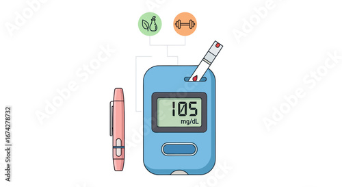 Illustrative depiction of a glucose meter promoting health consciousness and diabetes management