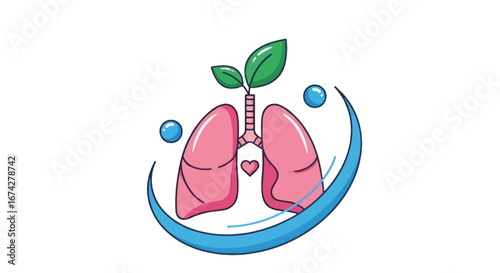 Illustration depicting lungs with sprouting leaves, symbolizing respiratory health and well being